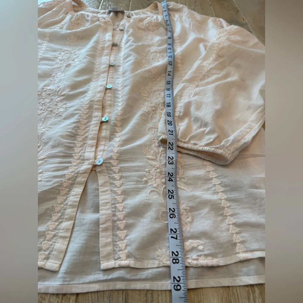 J Jill Lt Peach Women's Embroidered Blouse L - Picture 3 of 6